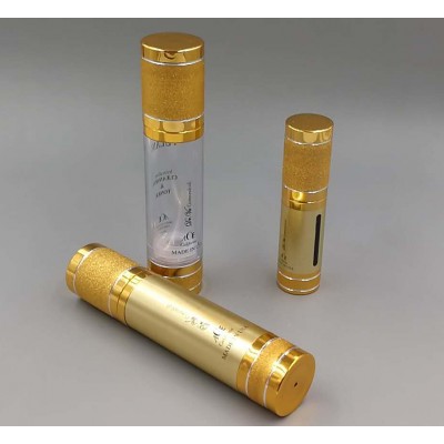 China factory face care use aluminium golden airless cosmetic airless pump bottle 30ml 50ml